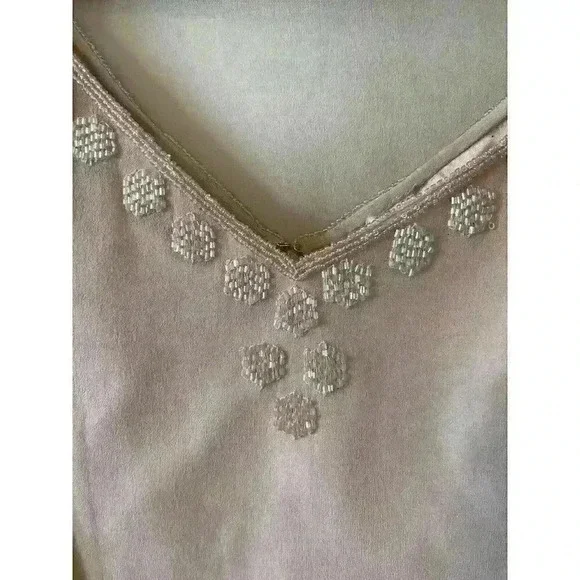 NWT SCALA Womens Pink 100% Silk Beaded Lined Dress size 6 with cover bridal